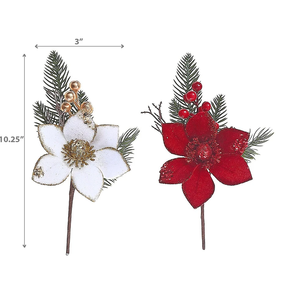 Christmas Magnolia Pick  - Set of 6