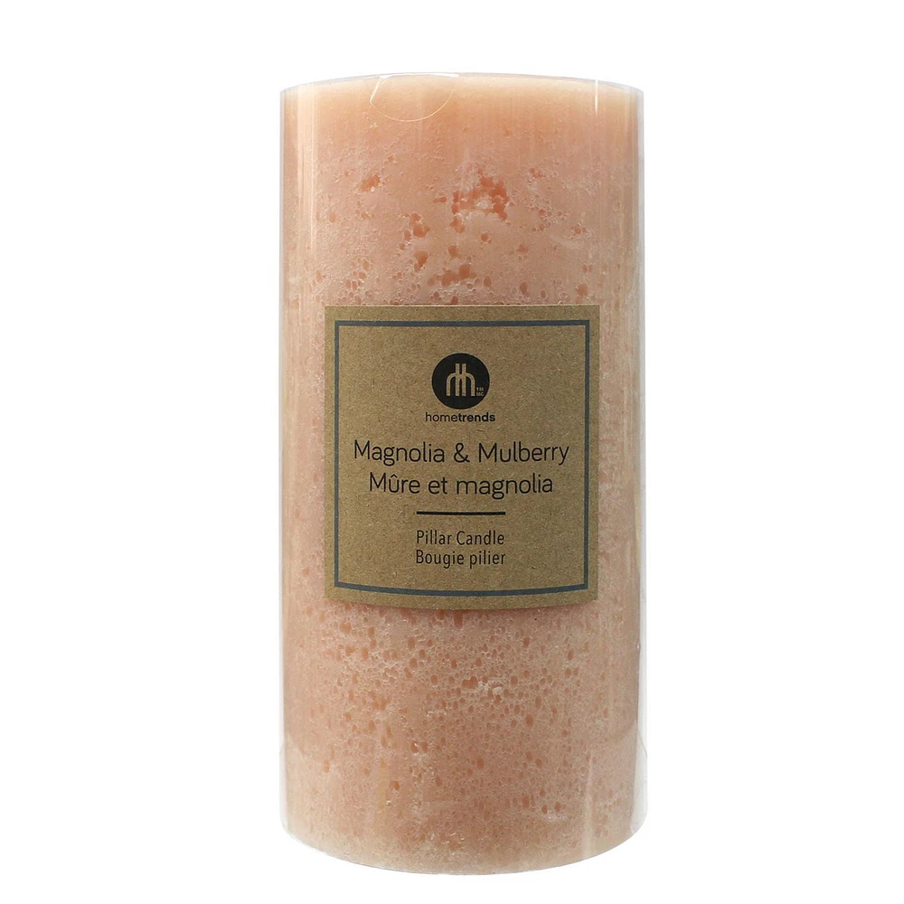 Hometrends 8" MAGNOLIA & MULBERRY Scented Pillar Candle, 4"Dia x 8"H