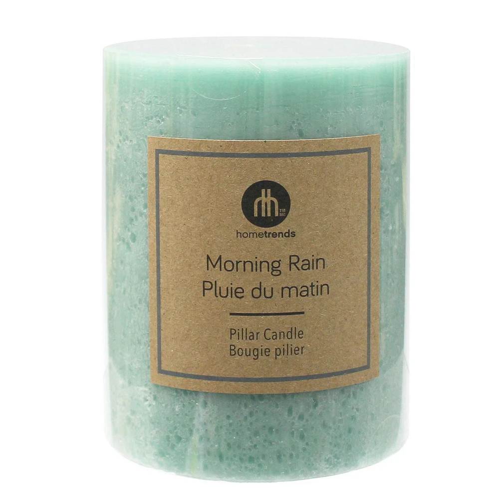 Hometrends 5" MORNING RAIN Scented Pillar Candle, 4"Dia x 5"H