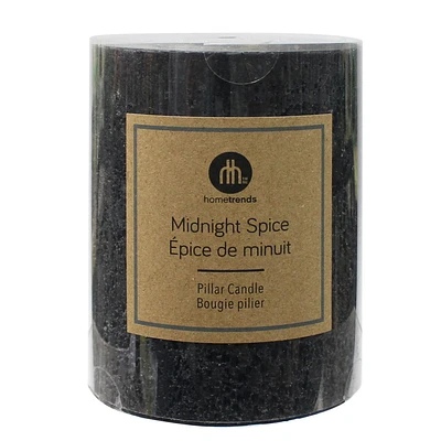 Hometrends 5" MIDNIGHT SPICE Scented Pillar Candle, 4"Dia x 5"H