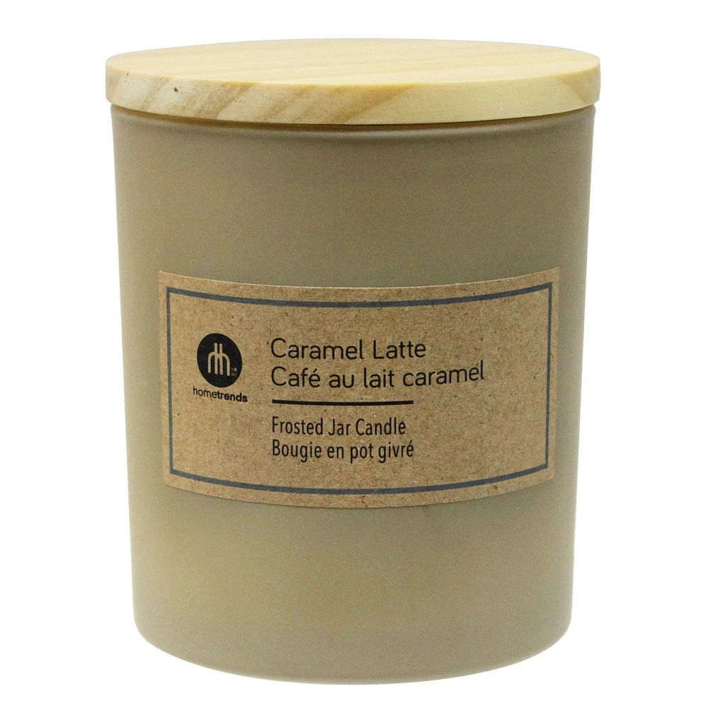 Hometrends 7.5oz CARAMEL LATTE Scented Frosted Jar Candle, 7.5oz fragranced candle