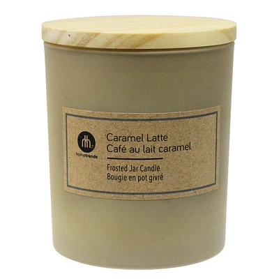 Hometrends 7.5oz CARAMEL LATTE Scented Frosted Jar Candle, 7.5oz fragranced candle