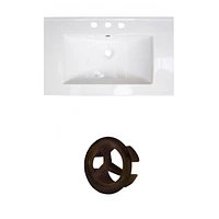 American Imaginations 88.5-in. W Wall Mount White Vanity Set For 3H4-in. Drilling Black Galaxy Top Biscuit UM Sink AI-20833