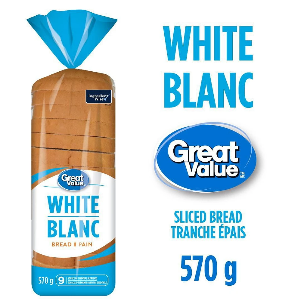 Great Value White Bread, 570 g