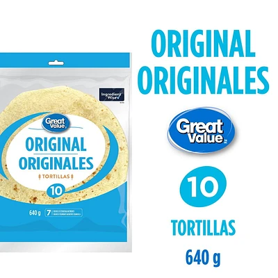 Great Value 10" White Tortilla, 10 pk, 640 g