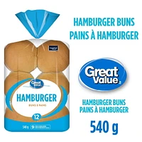 Great Value Hamburger Buns, pk