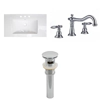 American Imaginations 37.75-in. W Floor Mount White Vanity Set For 3H8-in. Drilling  AI-16676