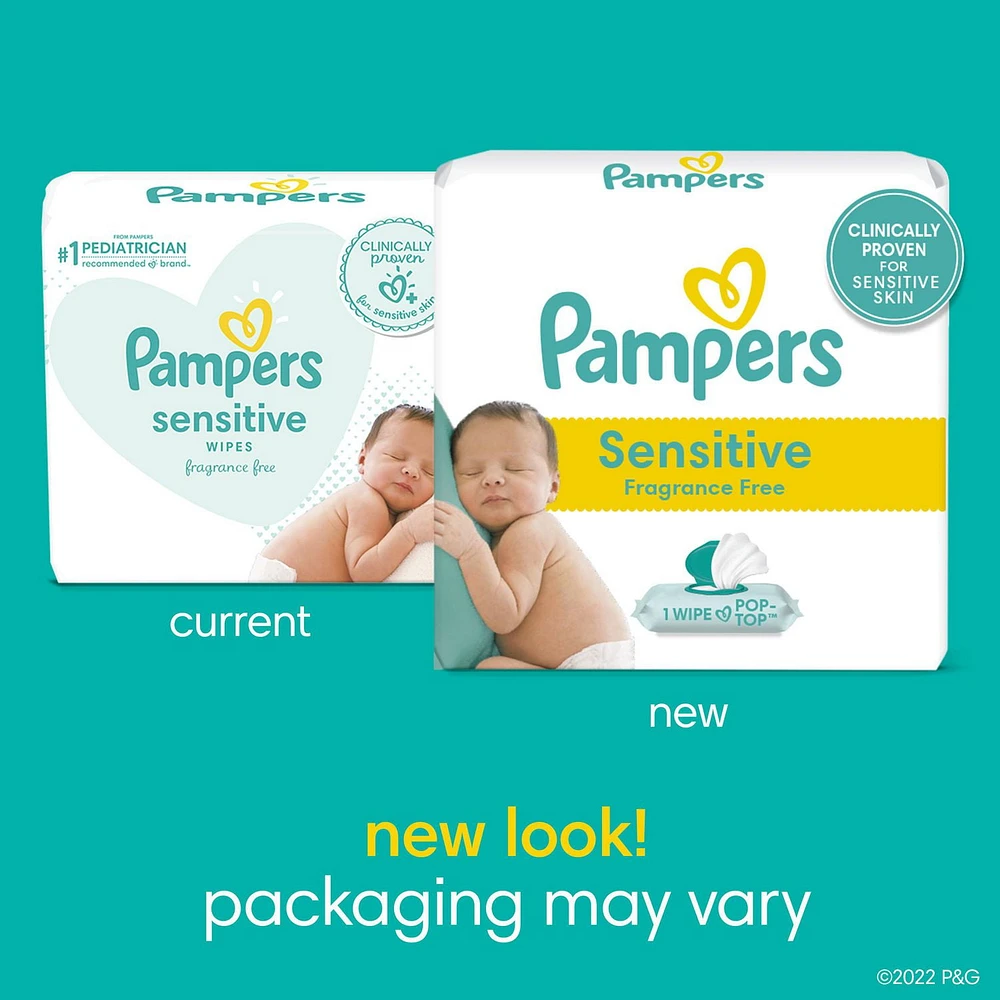 Pampers Baby Wipes Sensitive Perfume Free 4X Pop-Top Packs