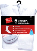 Hanes Men's P6 Cushion Odor Protection Crew Socks, 6-12