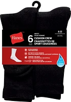 Hanes Men's P6 Cushion Odor Protection Crew Socks, Size 6-12