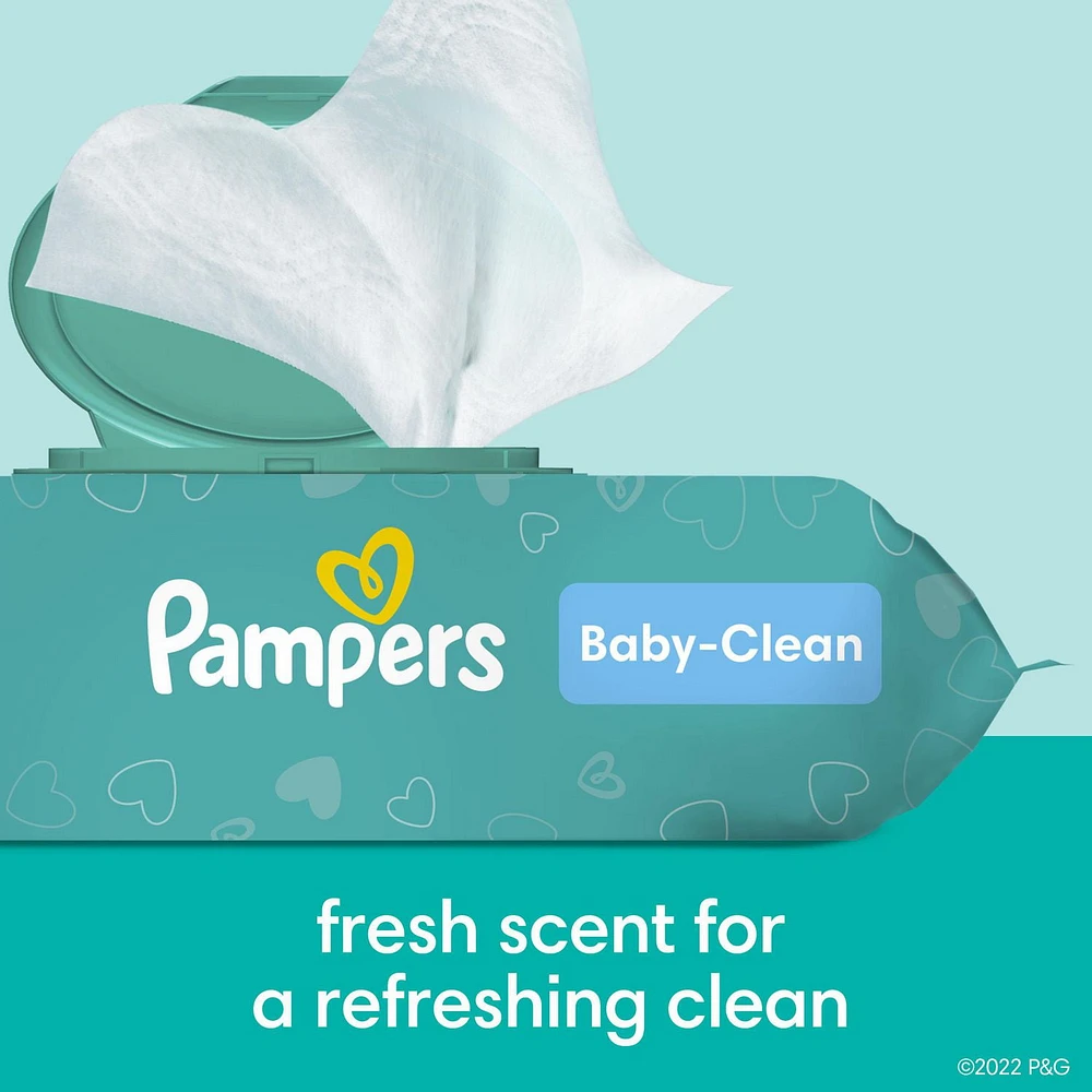 Lingettes pour bébés Pampers Baby-Clean, parfum Baby Fresh, 3X boîtes distributrices, 216 lingettes 216CT