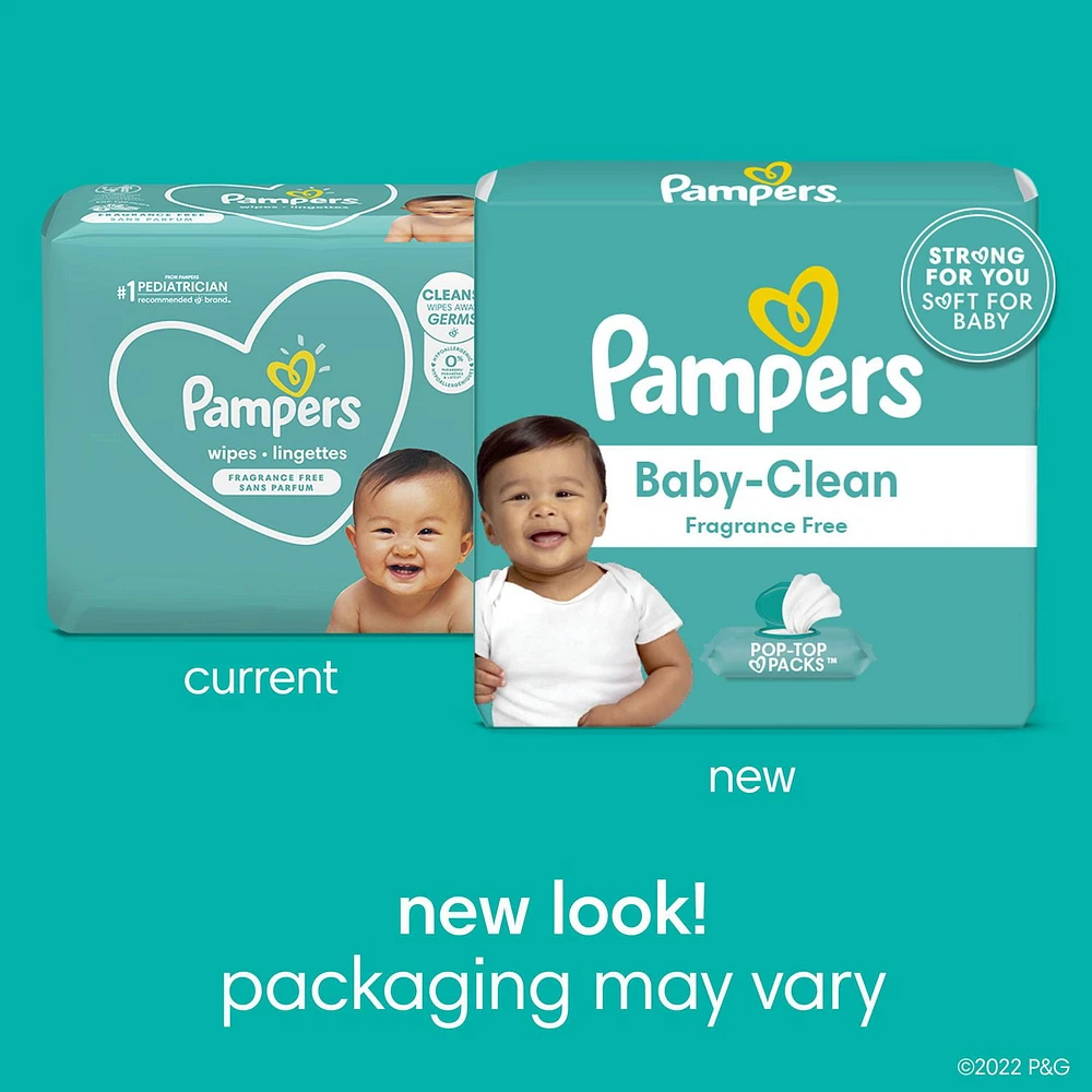 Pampers Baby Clean Wipes Fragrance Free 3X Pop-Top Packs, 216CT