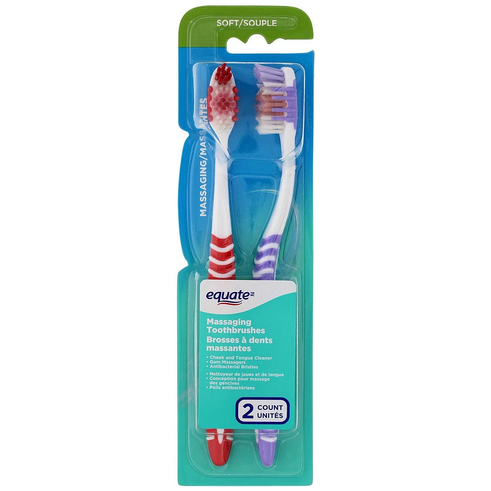 Equate Brosse à dents - Souple Massage de gencives 2 Brosses à dents, Souple