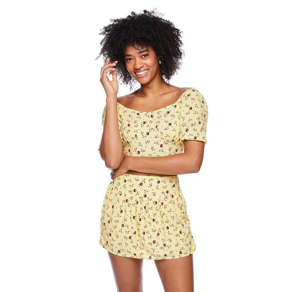 No Boundaries Women's Puff Sleeve Corset Top