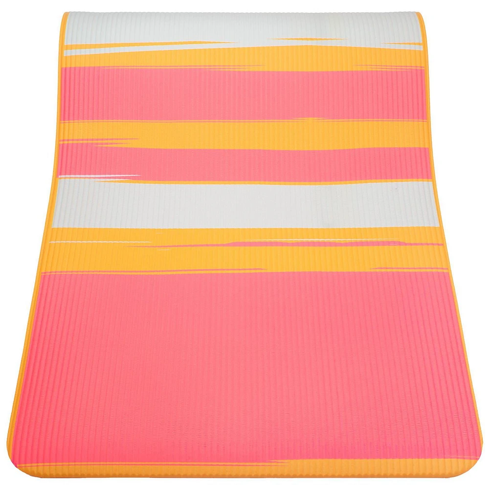 10mm Brushed Stripe Printed Exercise Mat – 24" x 72" – Orange/Blue, With MicroFresh technology