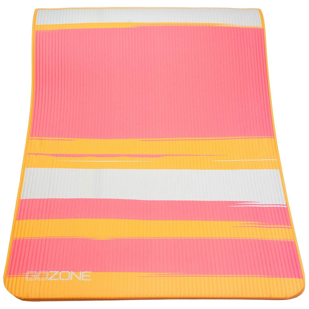 10mm Brushed Stripe Printed Exercise Mat – 24" x 72" – Orange/Blue, With MicroFresh technology