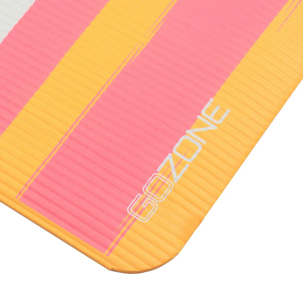 10mm Brushed Stripe Printed Exercise Mat – 24" x 72" – Orange/Blue, With MicroFresh technology