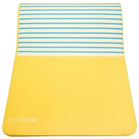 10mm Abstract Sunset Printed Exercise Mat – 24" x 72" – Yellow/White/Blue, With MicroFresh technology