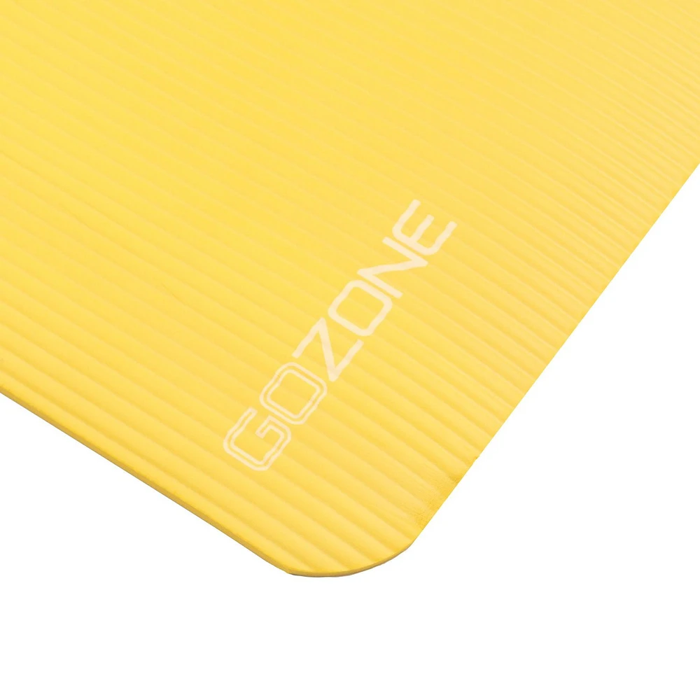 10mm Abstract Sunset Printed Exercise Mat – 24" x 72" – Yellow/White/Blue, With MicroFresh technology