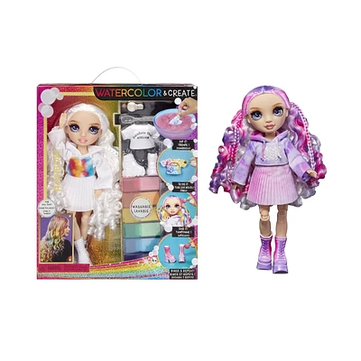 Rainbow High Watercolor & Create Fashion DIY Doll with Washable Watercolors + Tie-Dye Kit - Purple Eyes