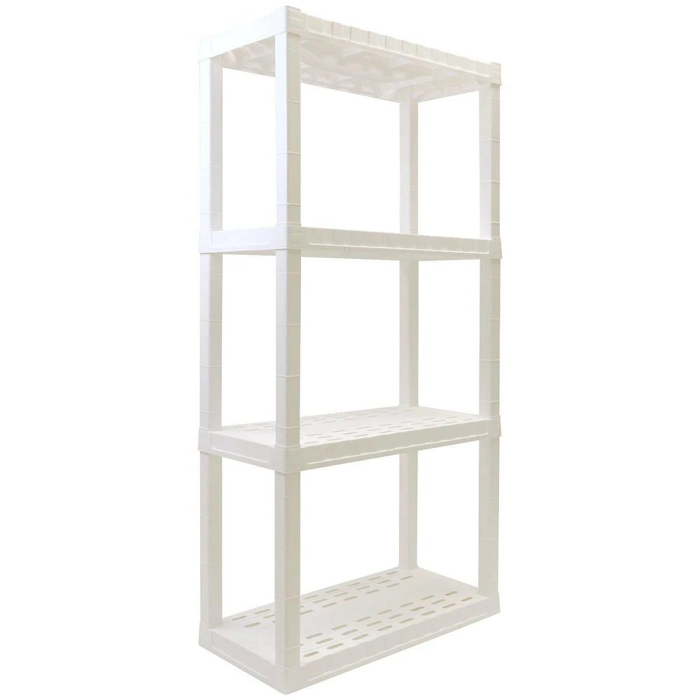 Hyper Tough 56"H x 14"D x 30"W 4 Shelf Plastic Garage Shelves, Storage Shelving Unit, White-400 Lbs Capacity