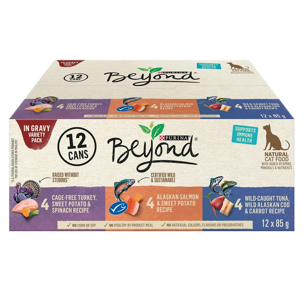 Beyond in Gravy Variety Pack Turkey, Salmon, Tuna, Cod, Wet Cat Food 12 x 85 g, 12 x 85 g