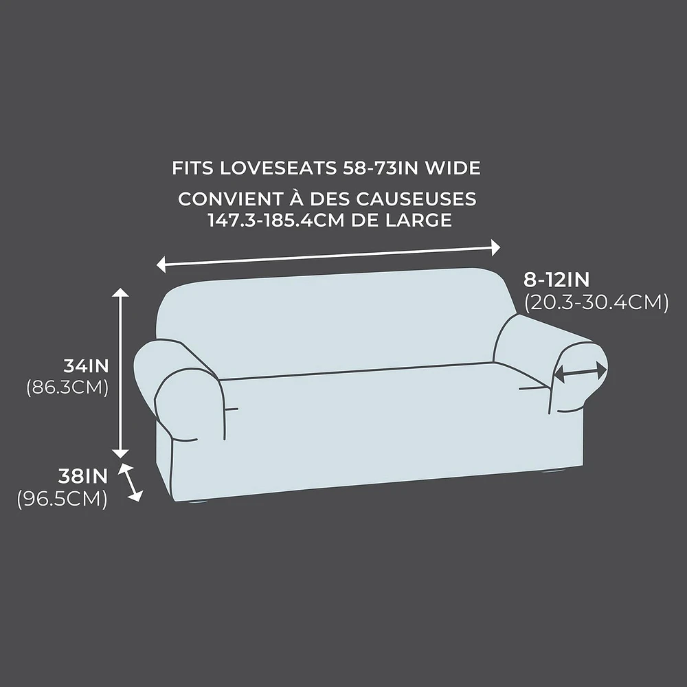 SmartFit Chenille Stretch Loveseat Recycled Fabric Slipcover with Performance Fabric, 1-Piece Furniture Cover, Blue, Fabric slipcover