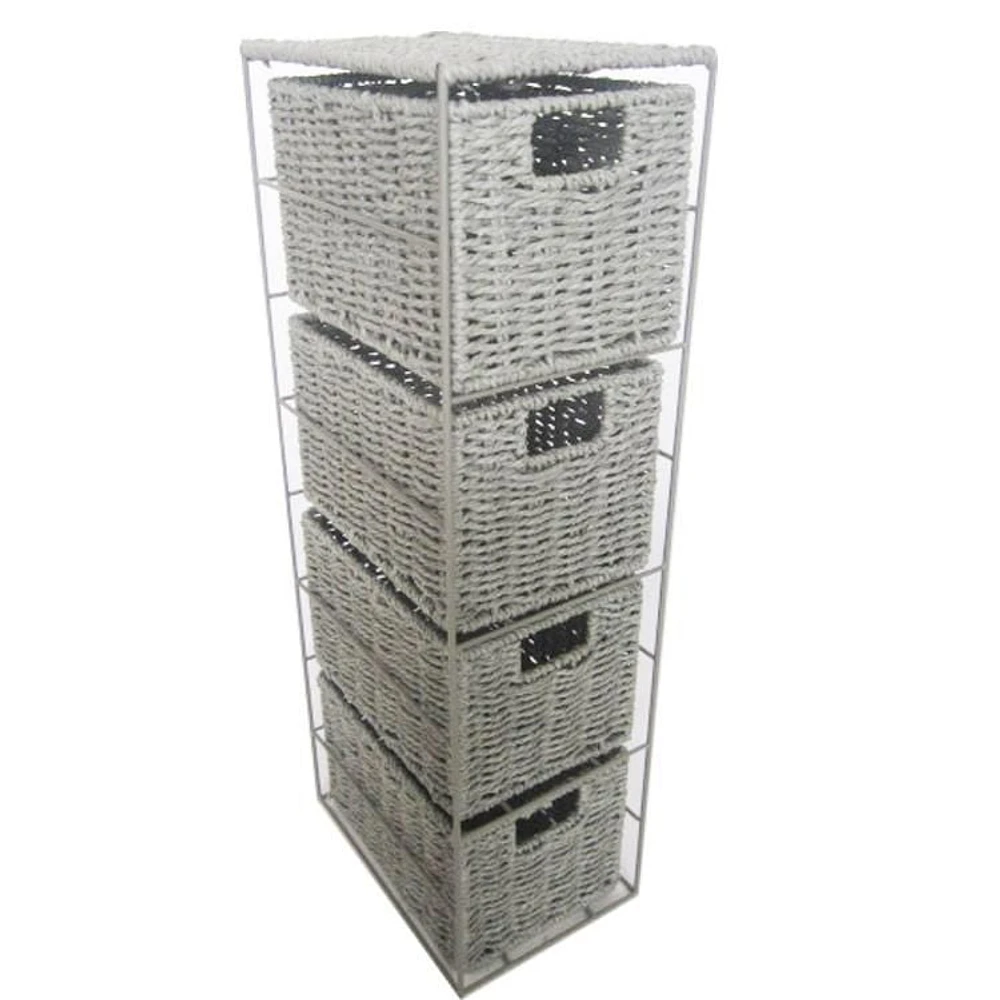 hometrends Metal Frame Storage Unit with 4 Paper Rope Drawers