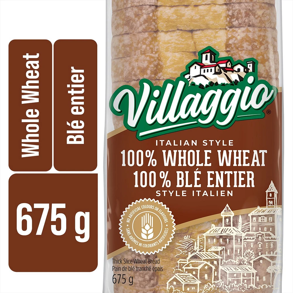 Pain 100 % blé entier tranché épais de style italien Villaggio® 675g