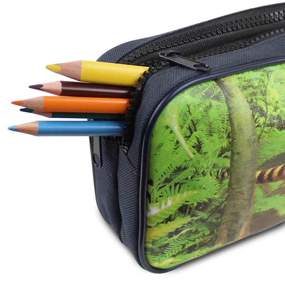 Pen + Gear Dinosaur 2 Zip Pencil Pouch with Velociraptor Design