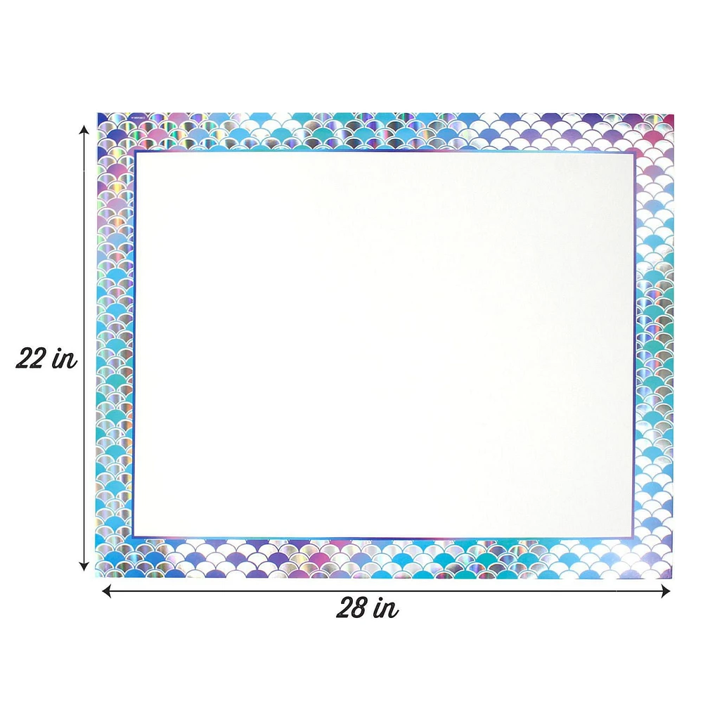 Mermaid Poster Board, White Poster Board with an aqua and gold border