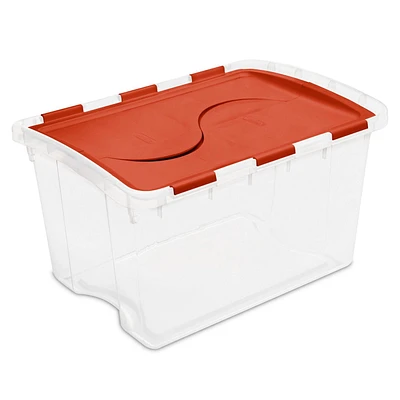 Sterilite 45L Orange Hinged Lid Storage Box