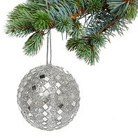 Christmas 10Cm Ornament Silver Diamond - Set of 2