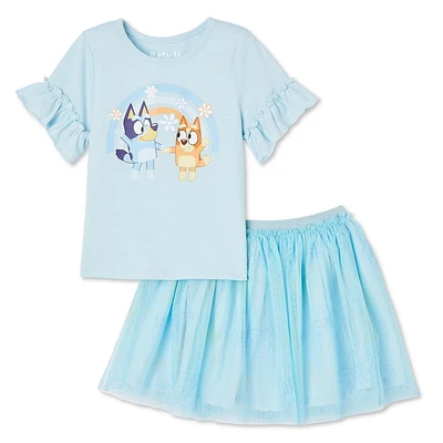 Ensemble de 2 pièces avec jupe Bluey pour petites filles