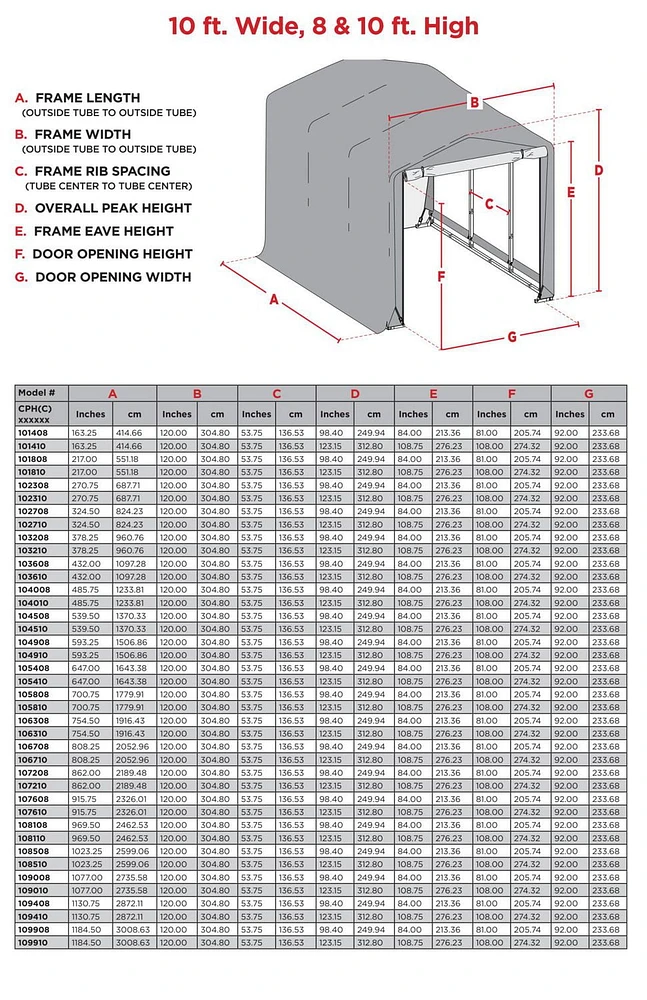 Garage ShelterTube classé vent/neige 10x23x8  Vrt