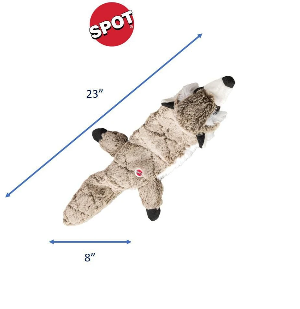 SPOT Skinneeez Extreme Quilted Raccoon Stuffing Free Plush Tug Dog Toy