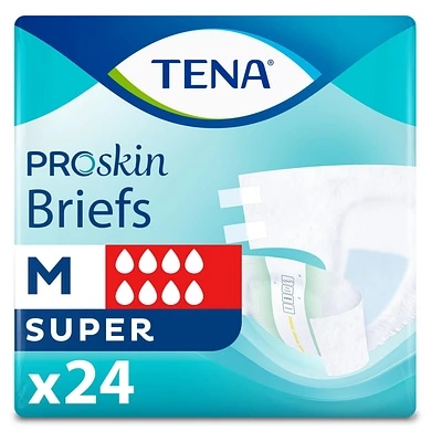 TENA PROskin Unisex Incontinence Briefs, Medium, 24 Count, 24 count