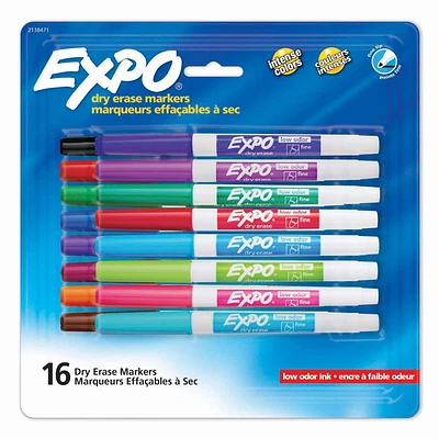 EXPO Dry Erase Markers, Fine Tip, Assorted Vibrant Colors, 16 Count, Expo