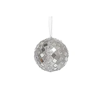 Christmas 8Cm Ornament Silver Diamond - Set of 4