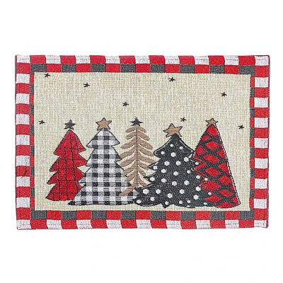 Christmas Tapestry Placemat Buffalo Trees 13X18 - Set of 12