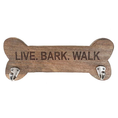 Wood Bone Shape Live Bark Walk With 2 Nickel Hooks