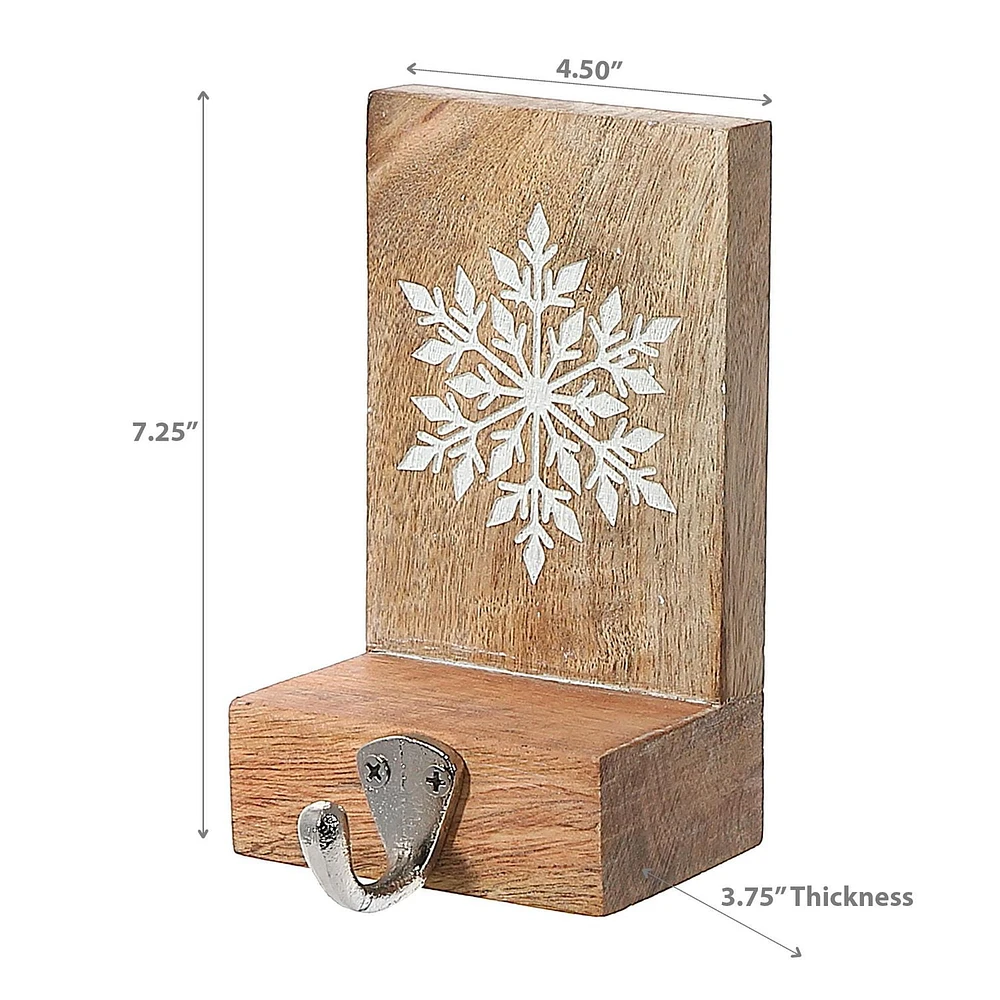 Christmas Etched Wood Stocking Holder Snowflake