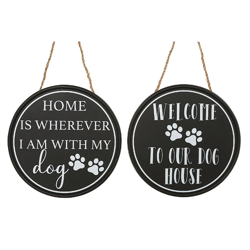 Round Mdf Dog Sign  - Set of 2