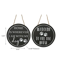 Round Mdf Dog Sign  - Set of 2