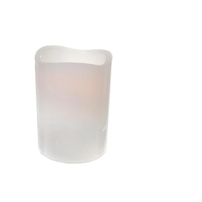 Led Wave Top Unscented White Candle With Timer 4X6" - Set of 2