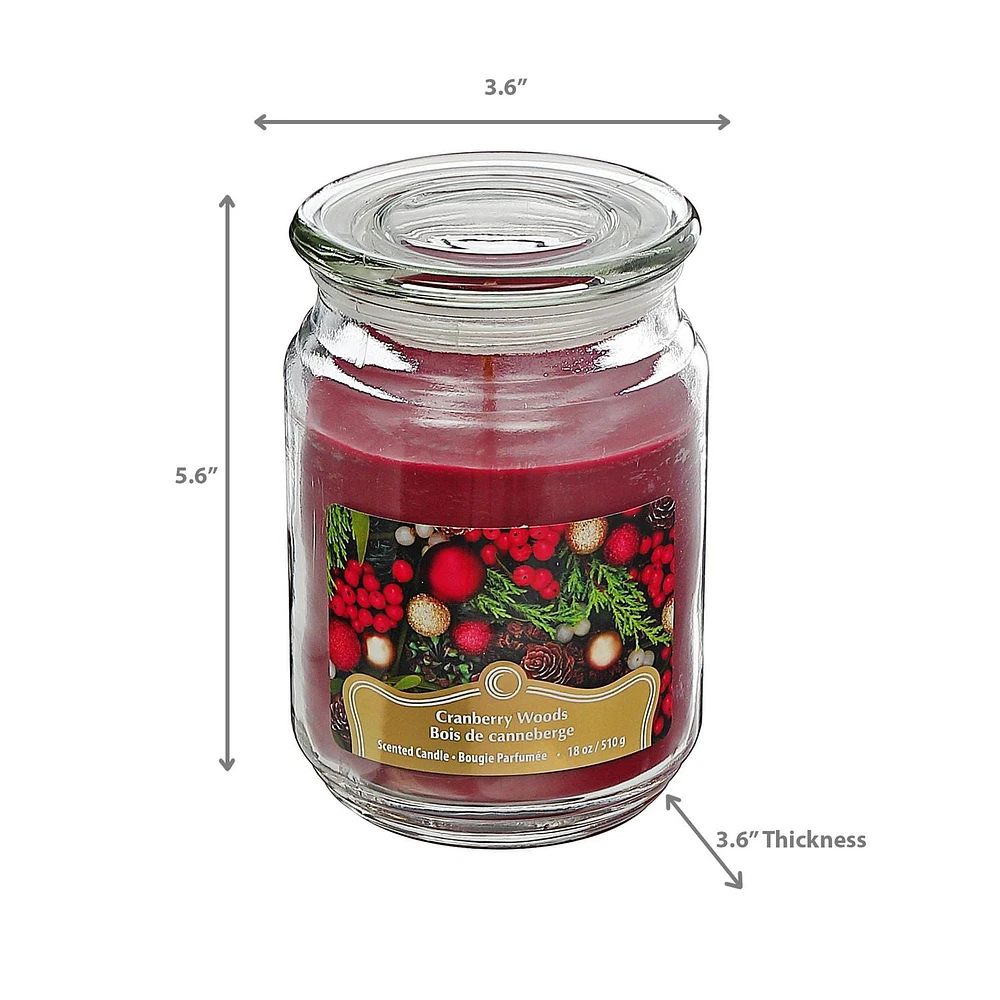 Christmas 18 Oz Scented Jar Candle Cranberry Woods - Set of 2