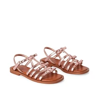George Girls' Strappy Sandals, Wide Width Sizes 13-6