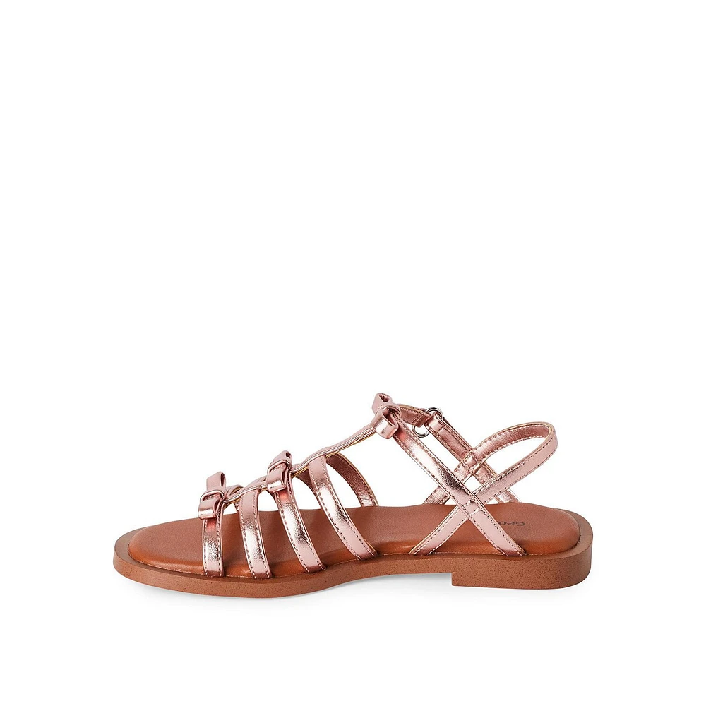 George Girls' Strappy Sandals, Wide Width Sizes 13-6