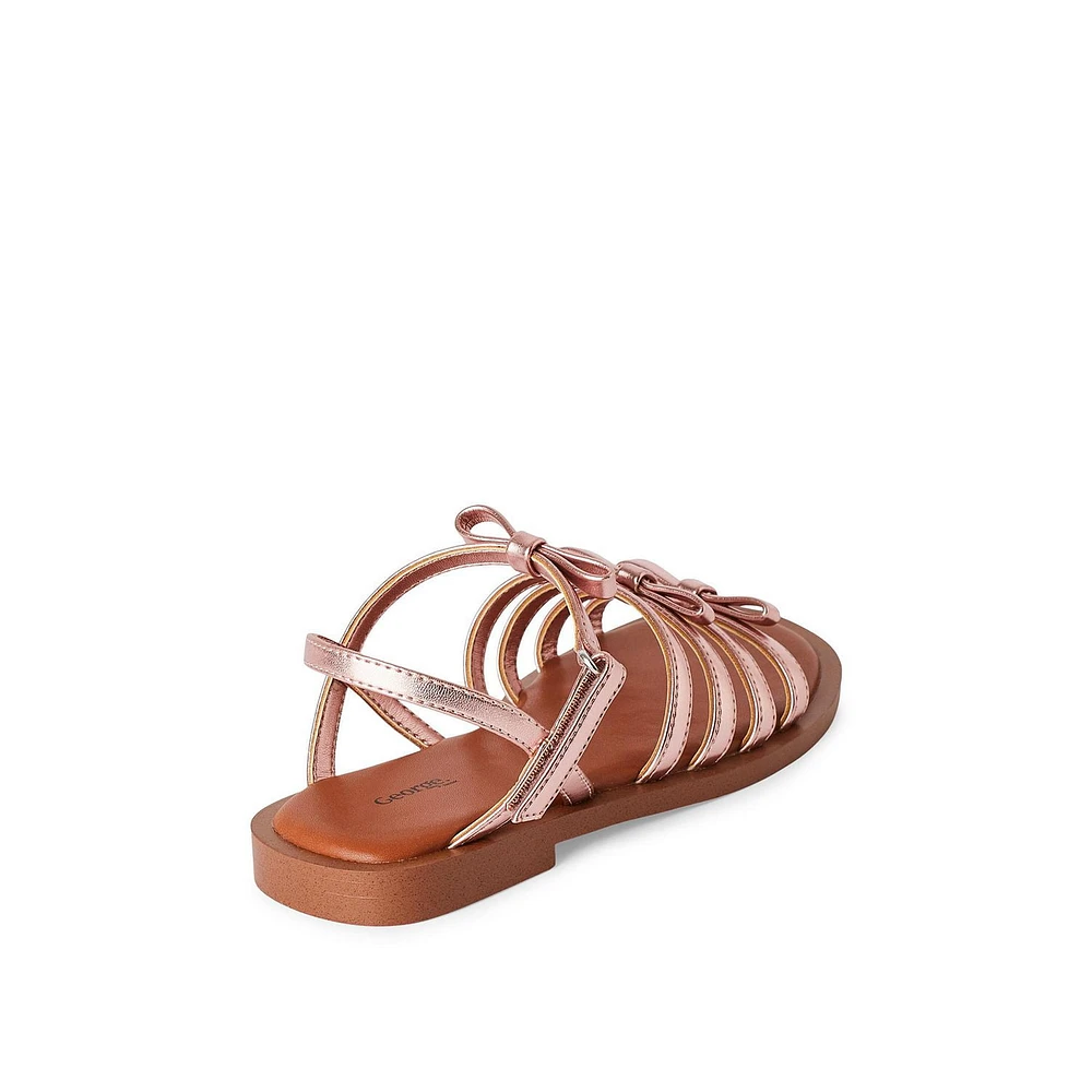 George Girls' Strappy Sandals, Wide Width Sizes 13-6