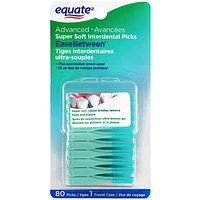 Equate Advanced Super Soft Interdental Picks, 80 Picks and 1 Travel Case